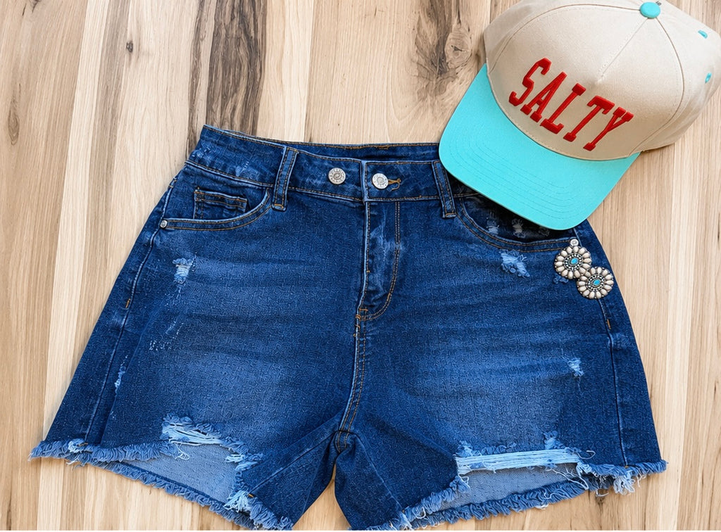 Shoreline Distressed Denim Shorts