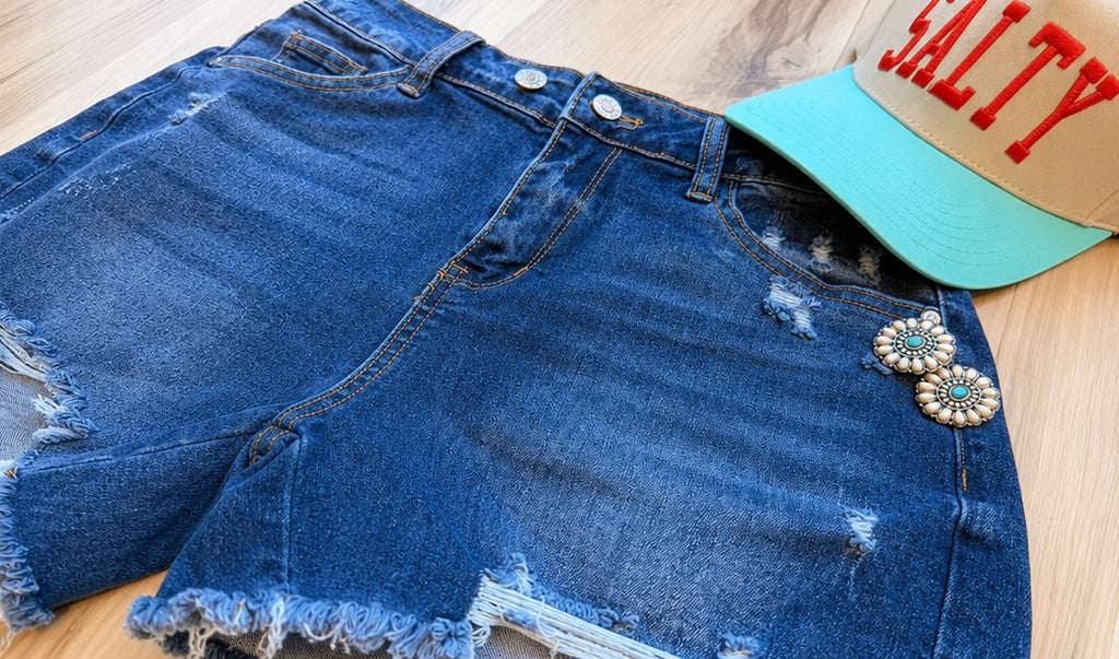 Shoreline Distressed Denim Shorts