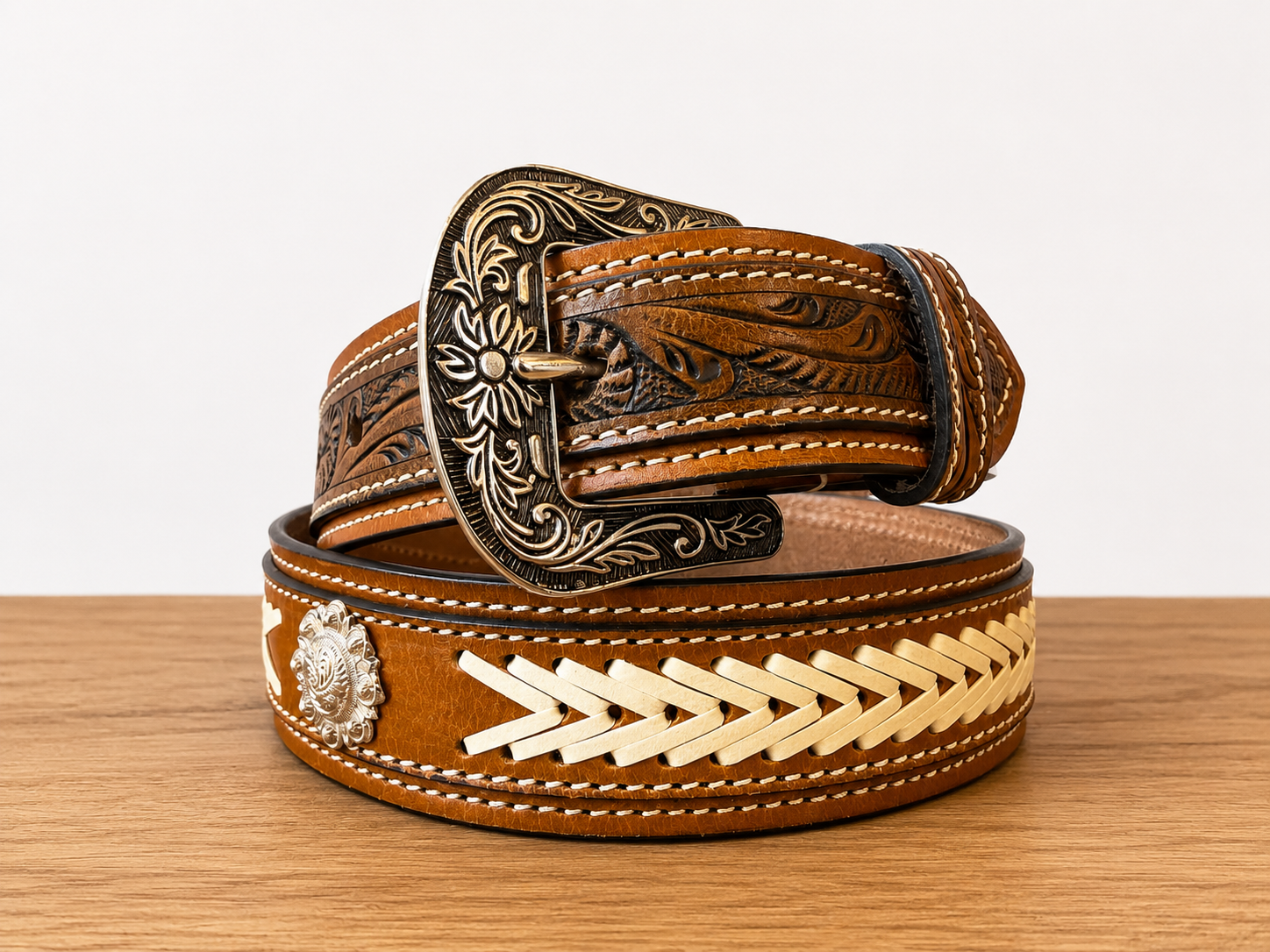 The Braided Medallion Tooled Belt