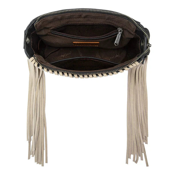 White Hide Fringe Crossbody